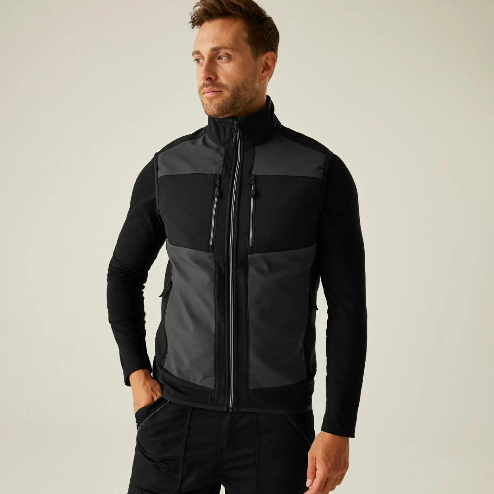 Regatta E-Volve Homme Gilet softshell à capuche 2 épaisseurs |<Homme Vestes Sans Manches|Vestes Sans Manches