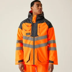 Regatta Veste à capuche haute-visibilité réfléchissante, imperméable et isolante Homme Hi-Vis |< Vestes & Manteaux|Vêtements Haute Visibilité