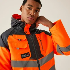Regatta Veste à capuche haute-visibilité réfléchissante, imperméable et isolante Homme Hi-Vis |< Vestes & Manteaux|Vêtements Haute Visibilité