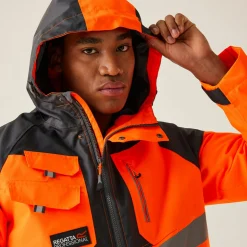 Regatta Veste à capuche haute-visibilité réfléchissante, imperméable et isolante Homme Hi-Vis |< Vestes & Manteaux|Vêtements Haute Visibilité
