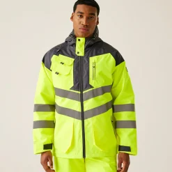 Regatta Veste à capuche haute-visibilité réfléchissante, imperméable et isolante Homme Hi-Vis |< Vestes & Manteaux|Vêtements Haute Visibilité